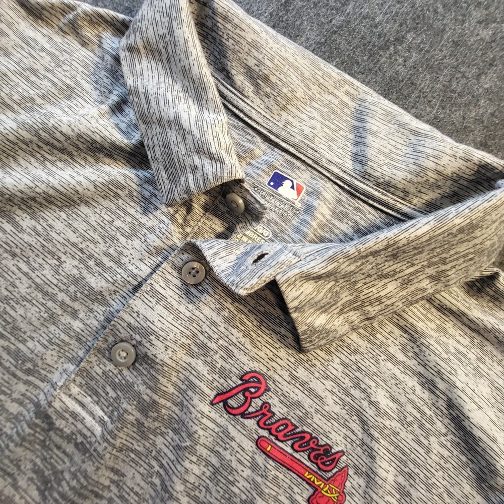 Atlanta Braves Golf Polo MLB Merchandise Men's Large Gray Heather Look